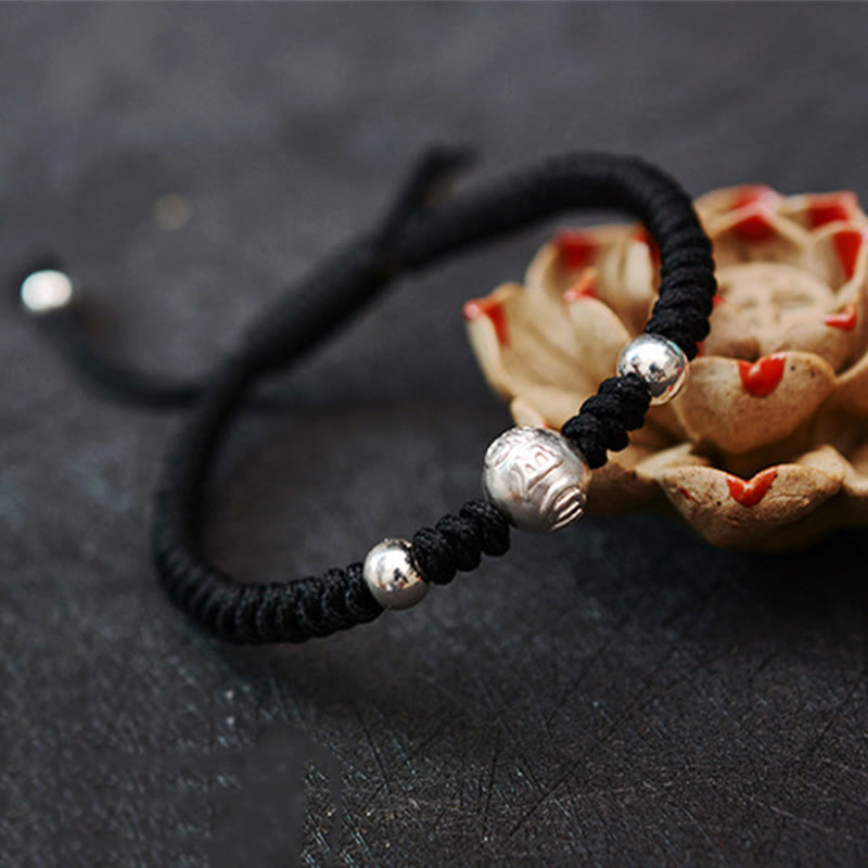 Om Mani Padme Hum Silver String Couple Bracelet | Protection & Luck