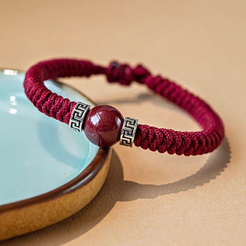 Men's Cinnabar Bracelet 12mm Beads | Sterling Silver Calm