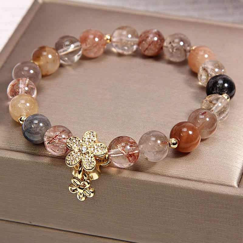 Multicolored Rutilated Quartz Citrine Wealth Protection Bracelet