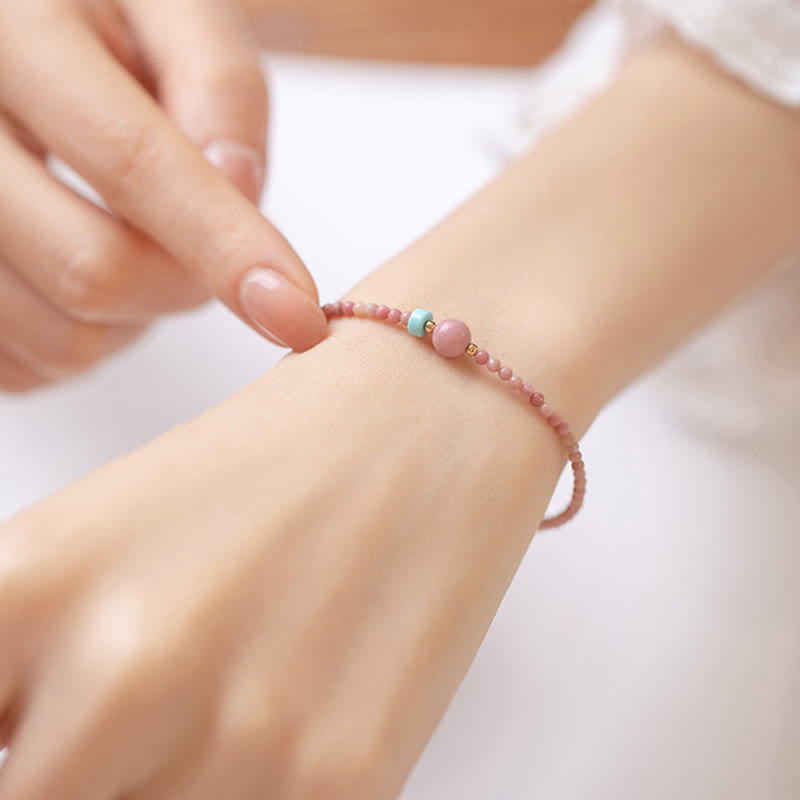 14K Gold Plated Rhodonite Loving Energy Chain Bracelet