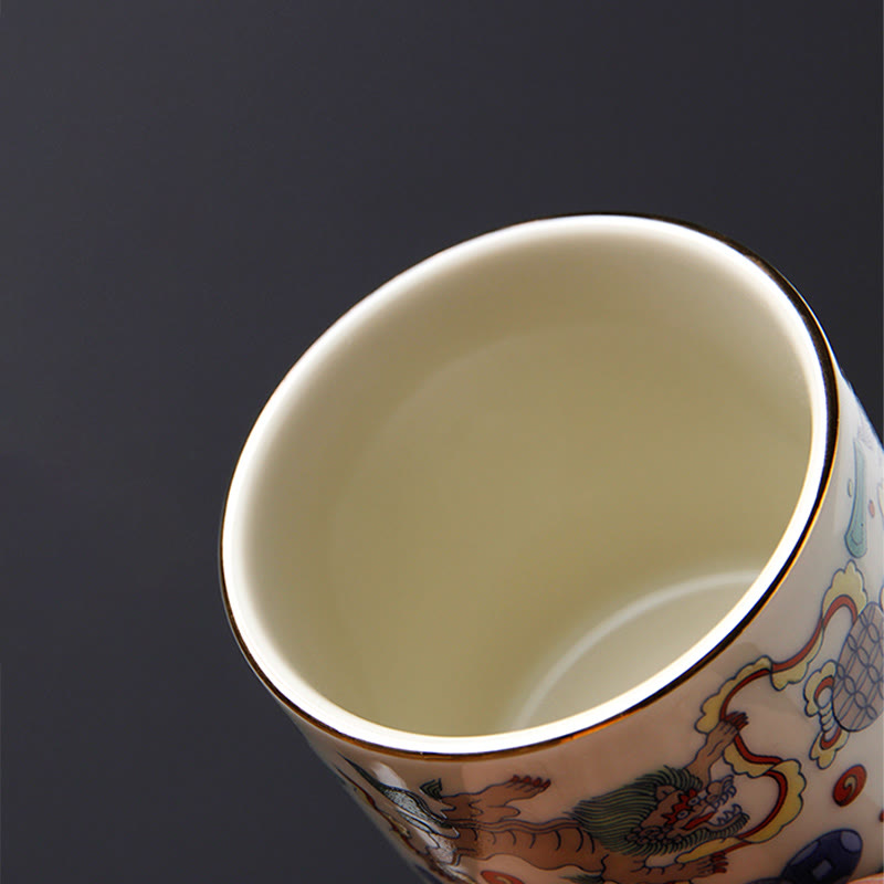 Vintage Ceramic Teacup with Plum Blossom Pine Bamboo Motifs