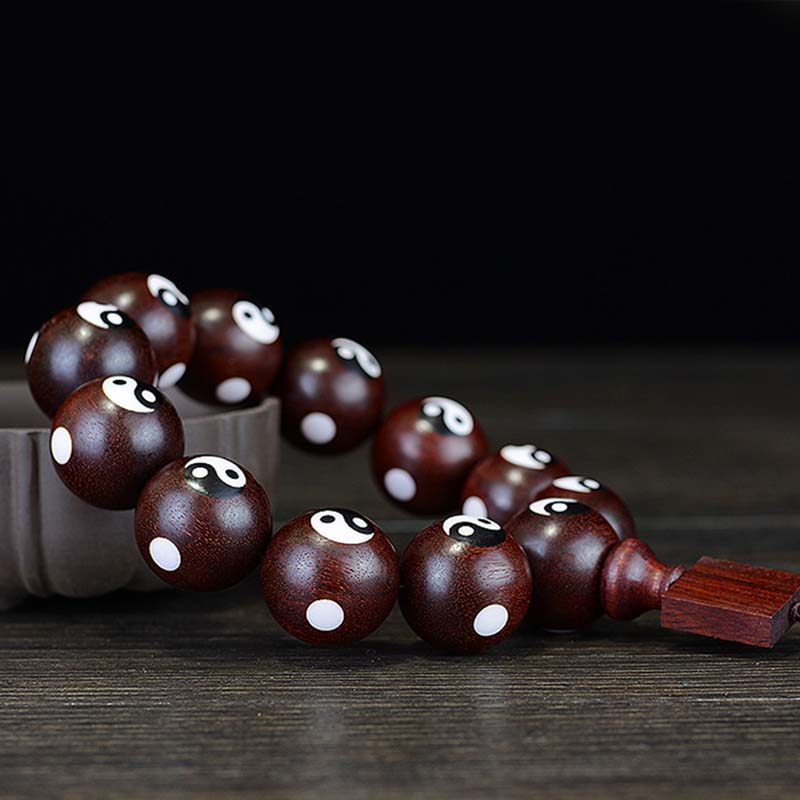 Small Leaf Red Sandalwood Yin Yang Bracelet 20mm