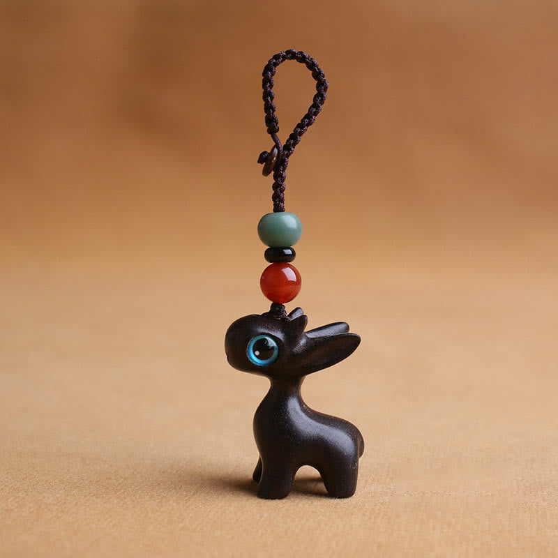 Sandalwood Wood 35mm Mini Deer Protection Key Chain