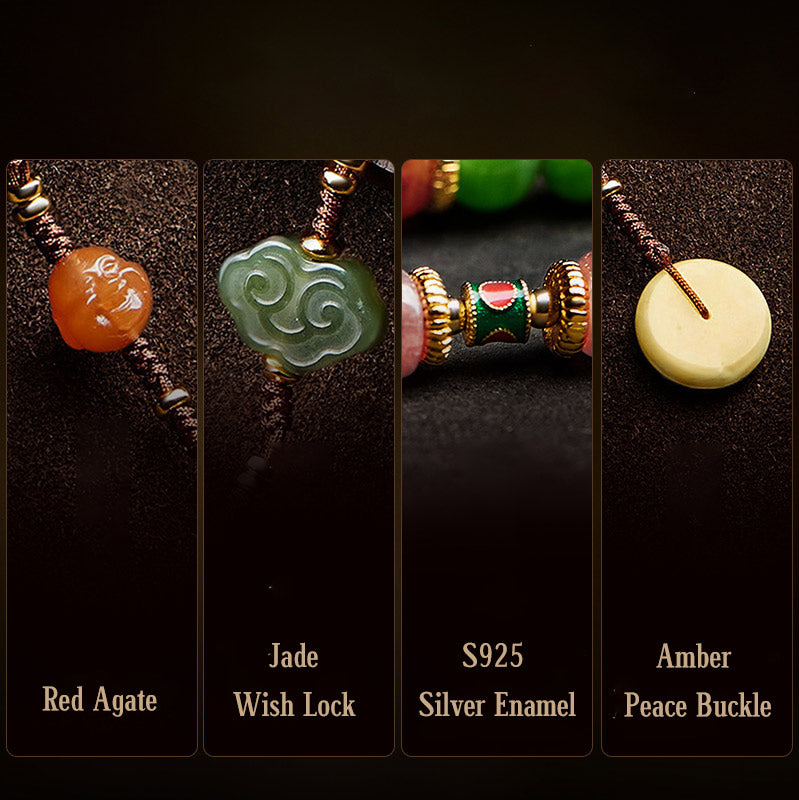 108 Beads Cyan Jade Buddha Bracelet for Luck & Healing Harmony