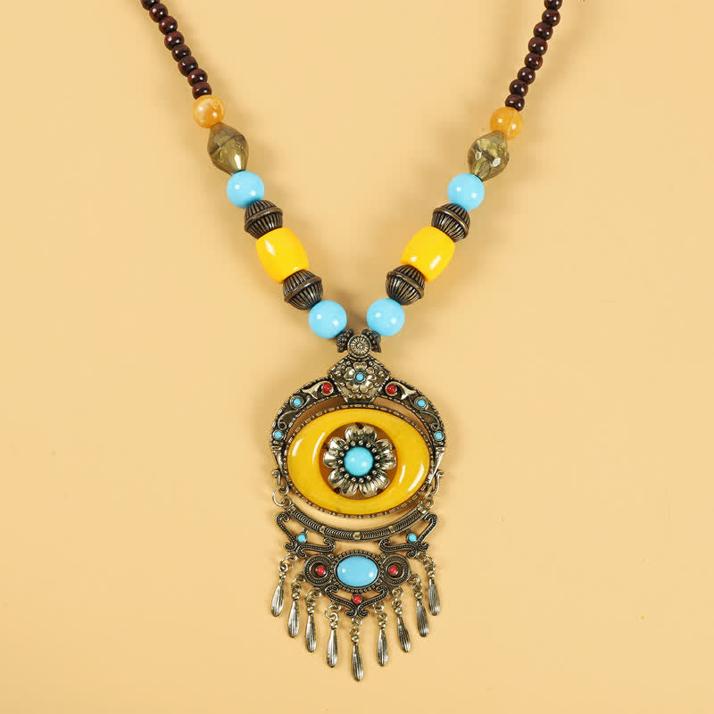 Copper Tibetan Spiritual Retro Beads Tassel Hair Accessories