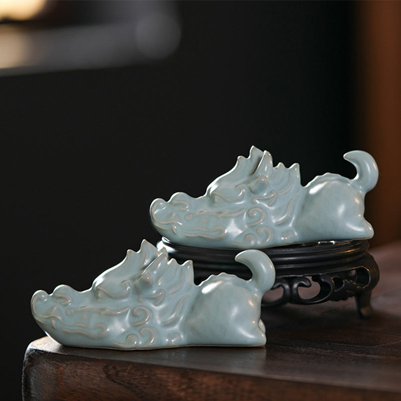 Ceramic Year of the Dragon Luck Figurine 10.2cm Decor