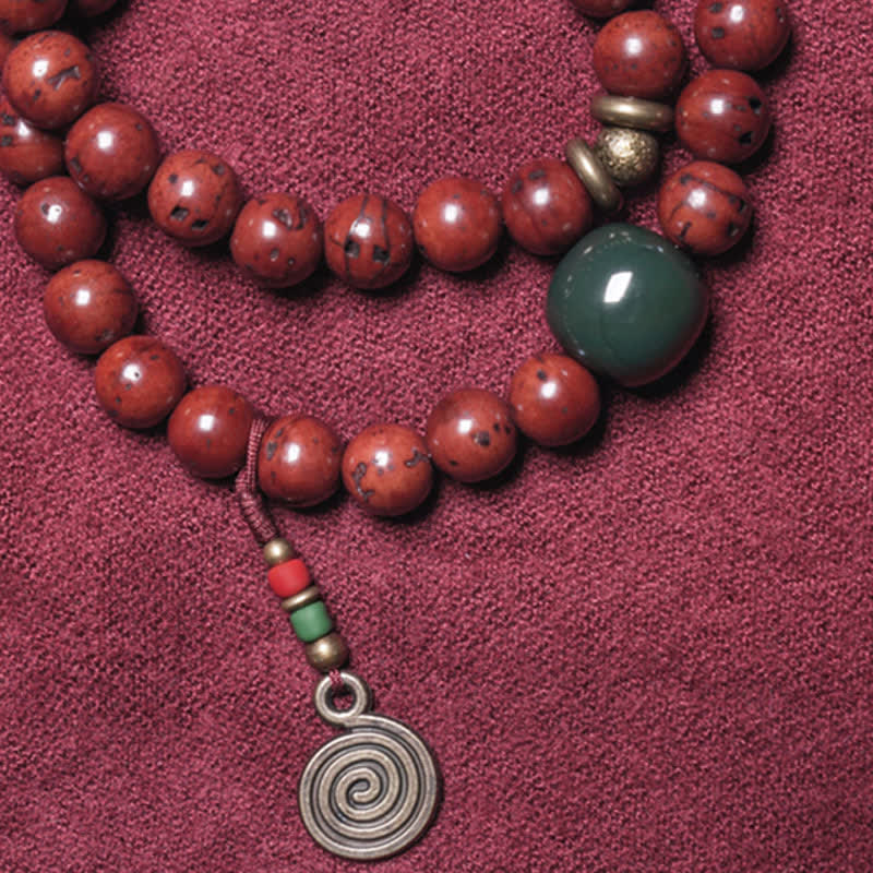8mm Bodhi Seed Cyan Jade Copper Peace Bracelet