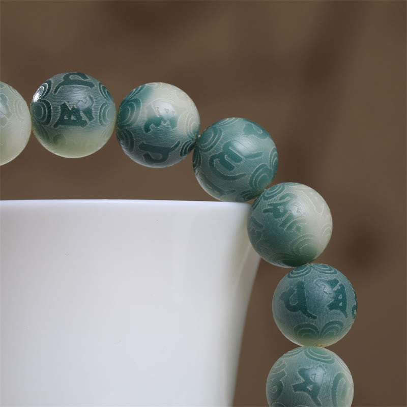 Unisex Bodhi Seed Om Mani Padme Hum Engraved Bracelet