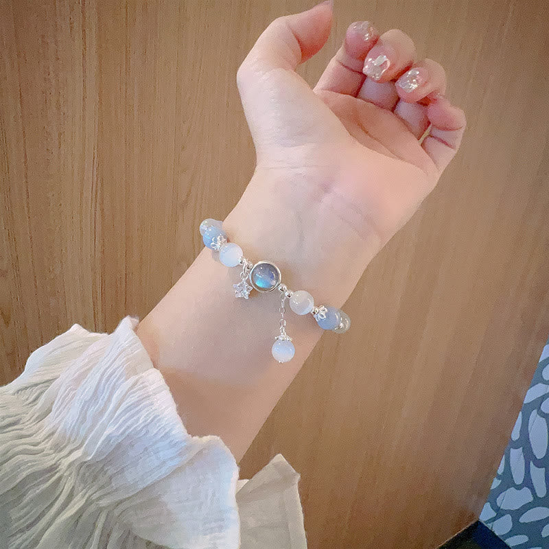 Cat's Eye Moonstone Bracelet with Butterfly or Star Charm for Balance