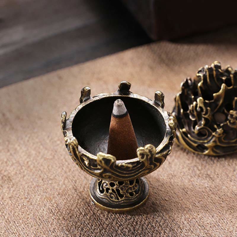 Copper Alloy Tibetan Incense Burner 4.5cm Mini Meditation