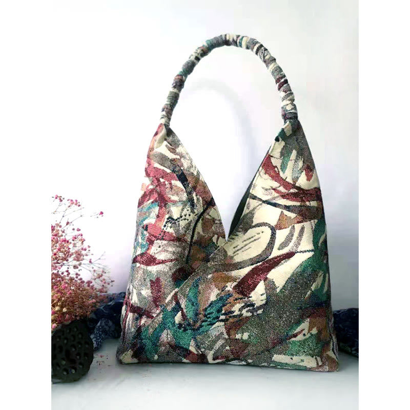 Handmade Embroidered Canvas Tote Bag Set with Spiritual Pattern