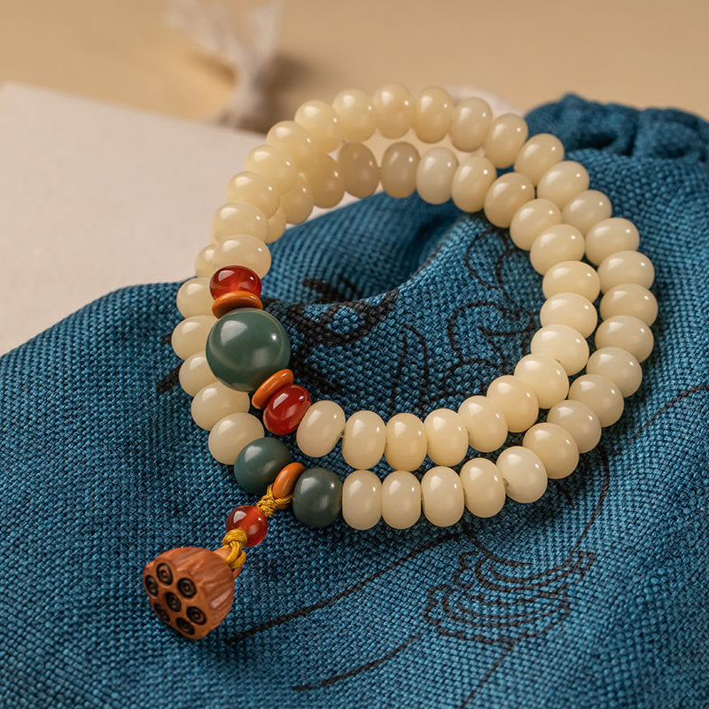 Bodhi Seed Lotus Bracelet Double Wrap for Peace & Wisdom