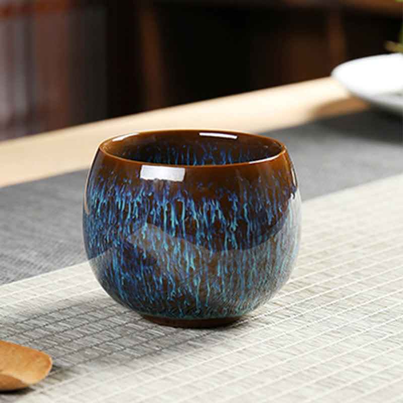 Multicolor Ceramic Tea Cup Ocean Wave | Zen Decor