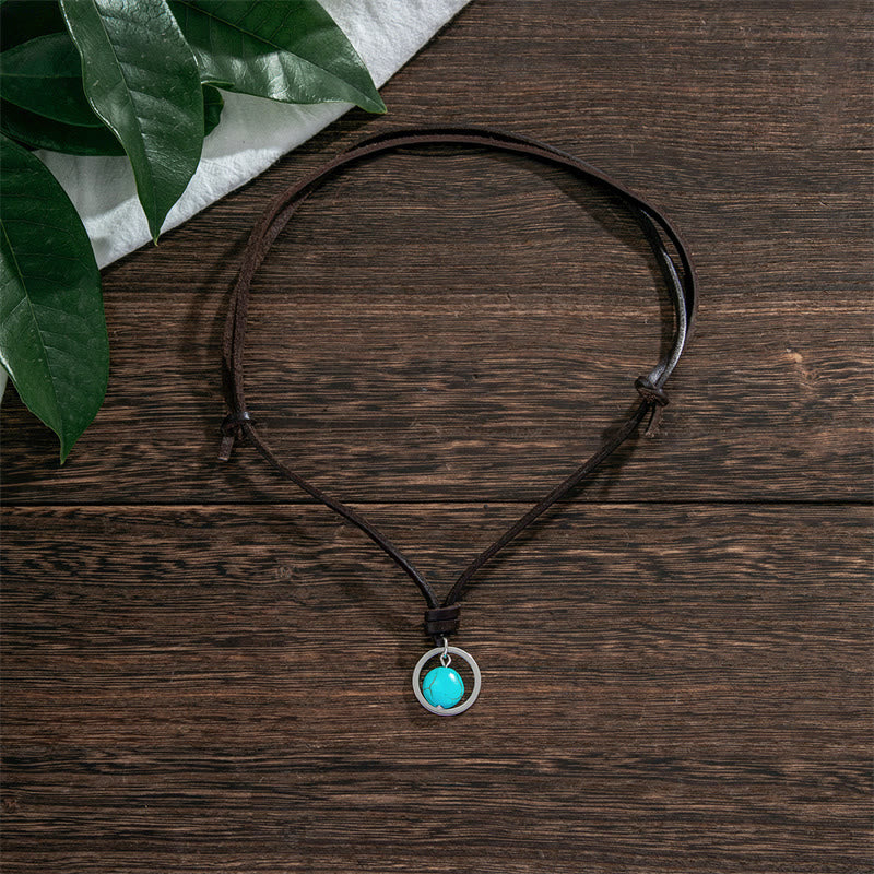 Round Turquoise Protection Strength Necklace Pendant