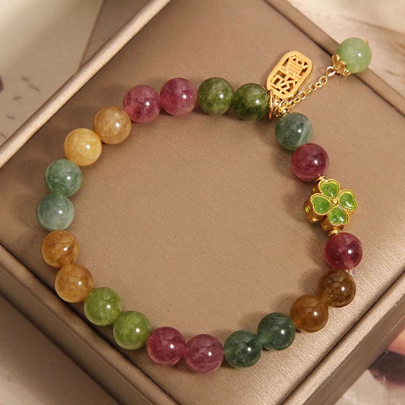 8mm Tourmaline Jade Four-leaf Clover Positive Bracelet