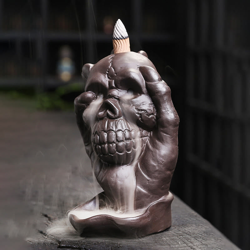 Halloween Skull Purple Clay Spiritual Incense Burner