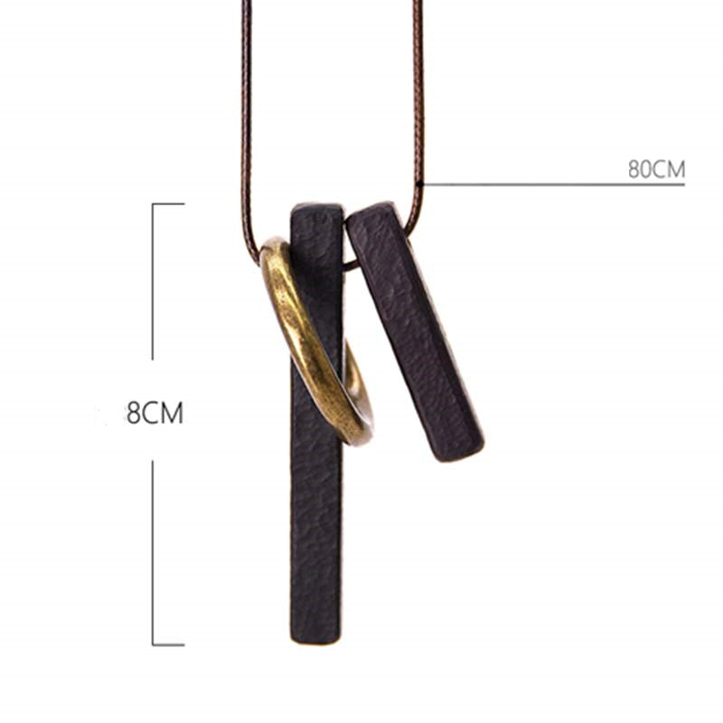 Ebony Wood Zen Circle Necklace for Enlightenment & Calm