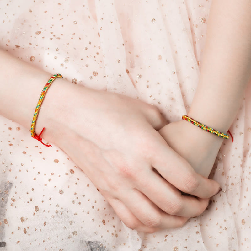 925 Sterling Silver Spiritual Bracelet with Colorful Rope | Luck & Protection