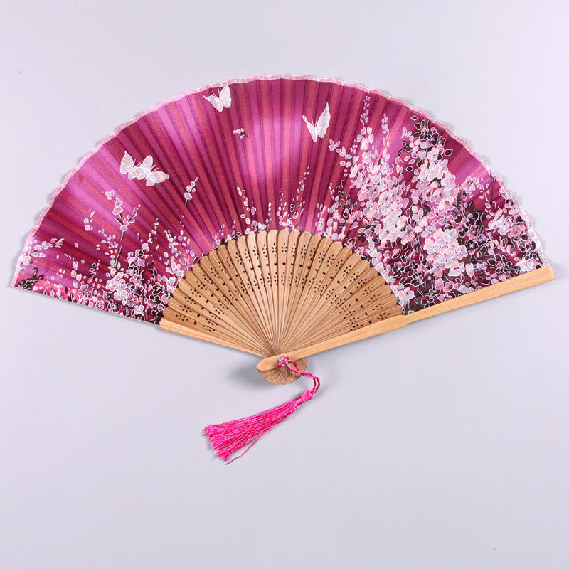 Butterfly Flowers Eco-Friendly Bamboo Handheld Fan