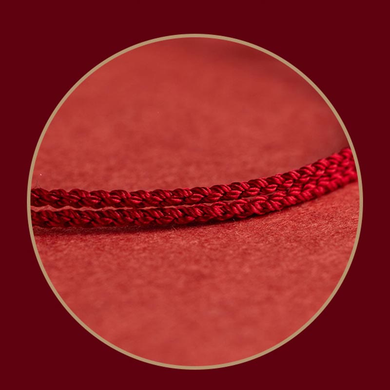 925 Sterling Silver Red String Bracelet with Peace Joy Lotus Buckle