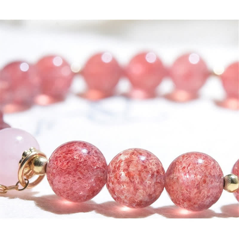 8mm Strawberry Quartz Love Bracelet for Healing & Euphoria