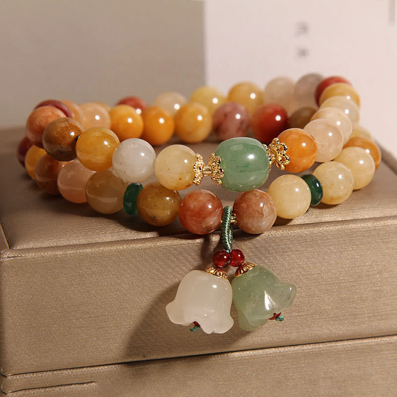 Golden Silk Jade Double Layer Luck Bracelet 8mm