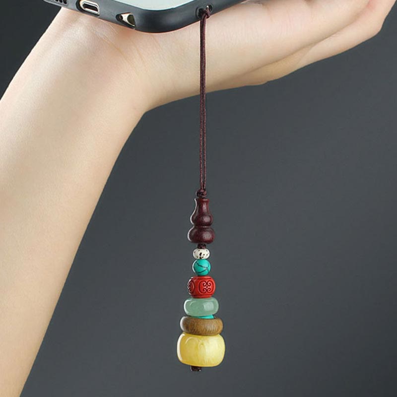 Spiritual Green Sandalwood Ebony Wood Phone Hanging Decoration