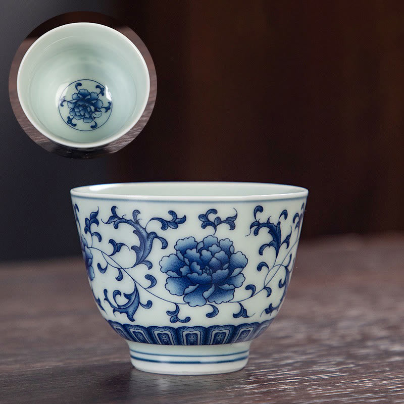 Small Ceramic Tea Cup 50ml | Blue Landscape Handmade Tableware