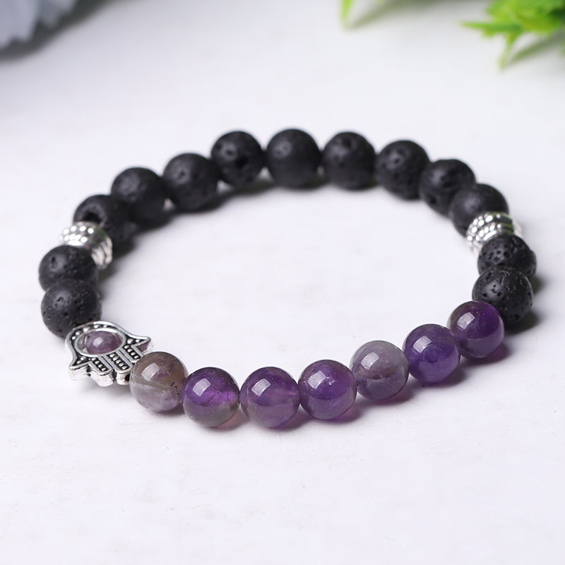 85mm Volcanic & Tiger Eye Beaded Protection Bracelet