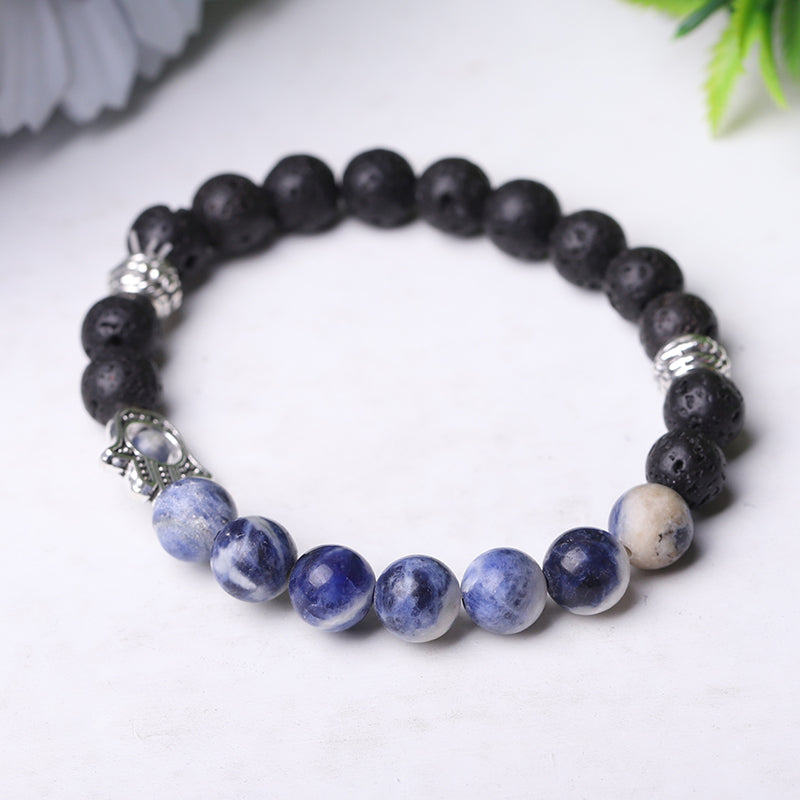 85mm Volcanic & Tiger Eye Beaded Protection Bracelet