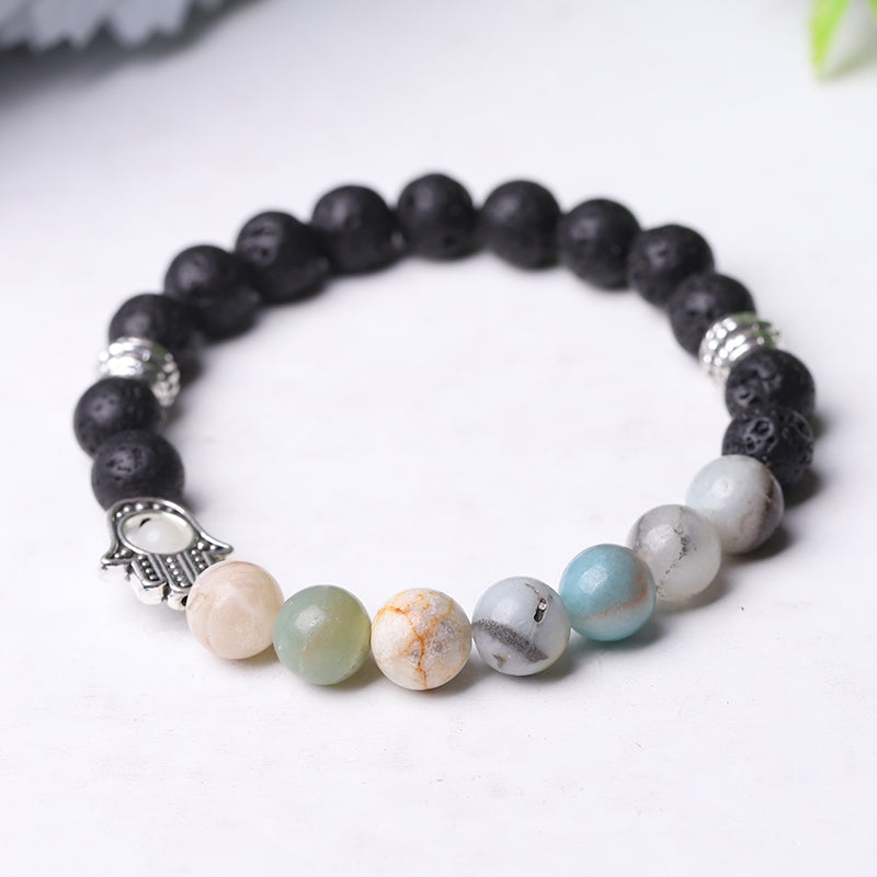 85mm Volcanic & Tiger Eye Beaded Protection Bracelet