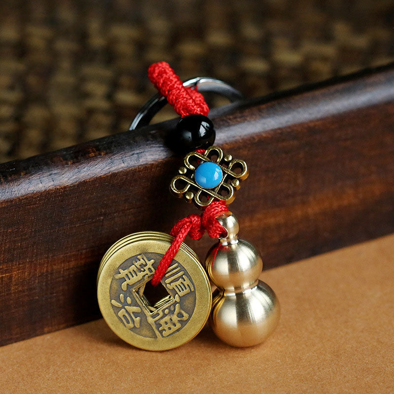Copper Feng Shui Healing Luck Keychain for Car Hanging Decor
