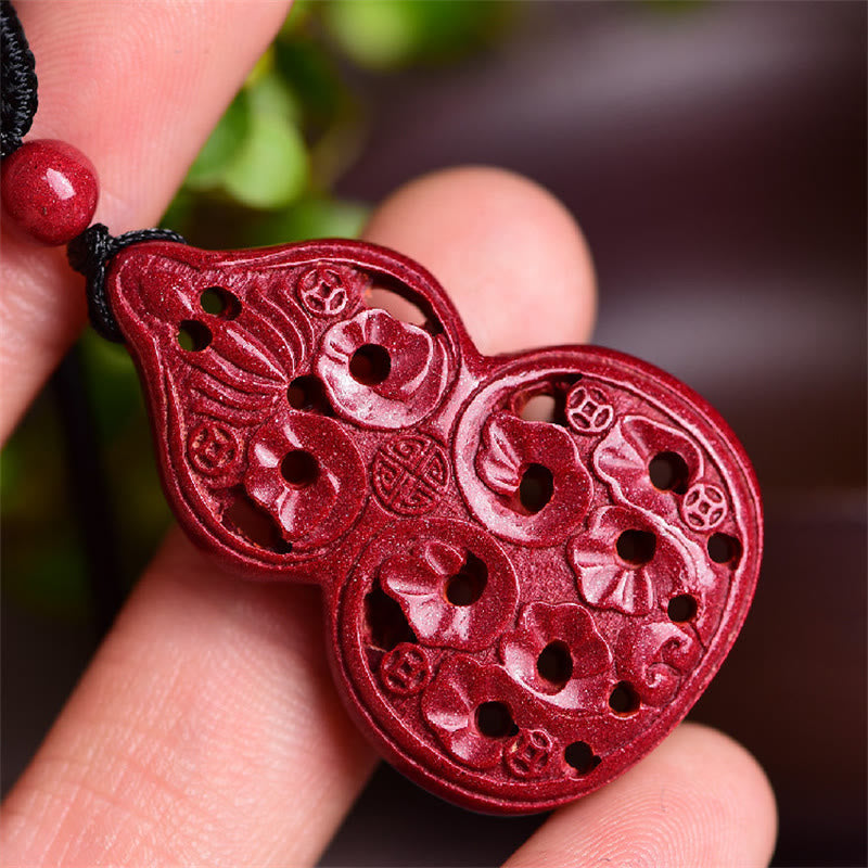 Cinnabar Buddha Necklace with Laughing Buddha & Yin Yang Pendant