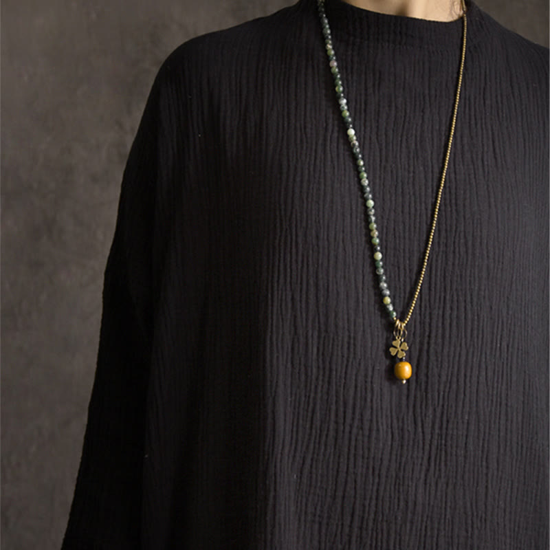 6mm Moss Agate Lucky Multilayer Bracelet