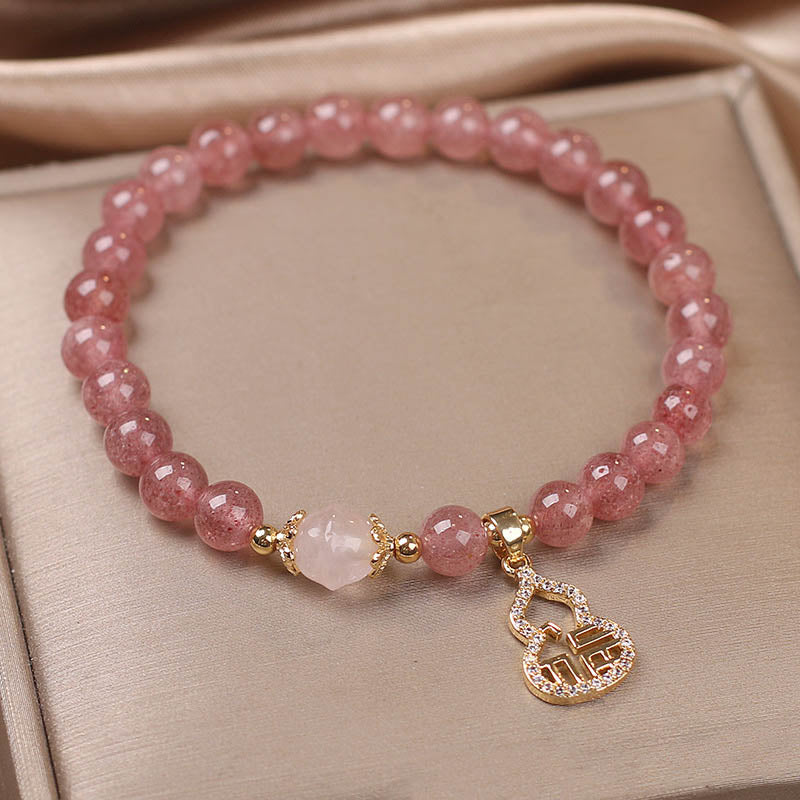 Strawberry Quartz Positive Energy Bracelet with Fu Charm