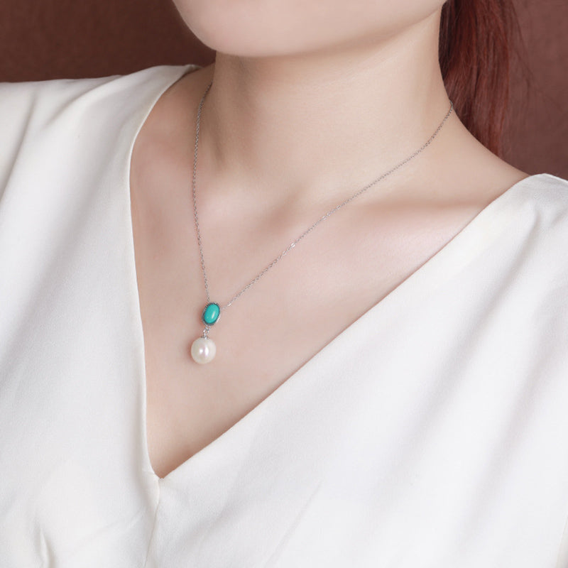 925 Sterling Silver Pearl Turquoise Healing Wisdom Jewelry Set