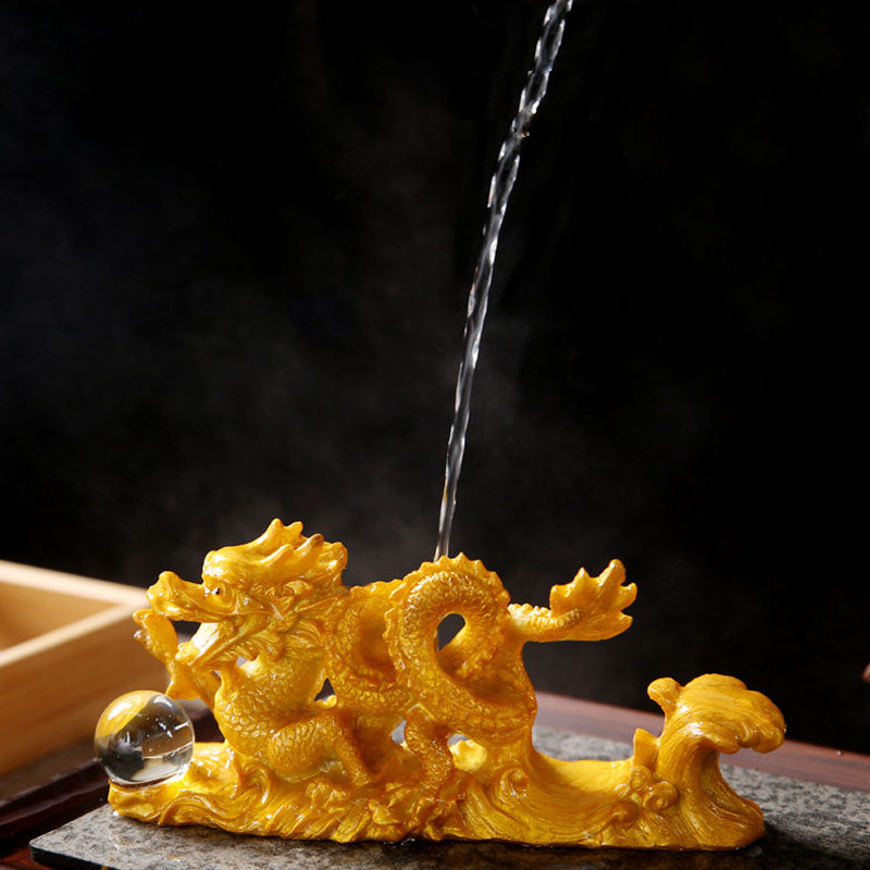 Color Changing Resin Chinese Dragon Figurine for Luck and Success