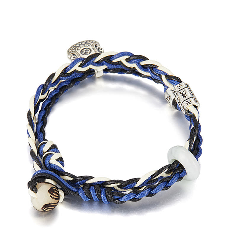 16cm Sterling Silver Om Mani Padme Hum Protection Bracelet