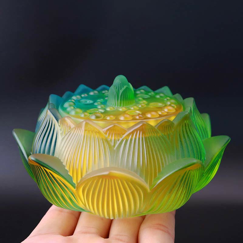 Liuli Crystal Lotus Incense Burner for Meditation and Healing