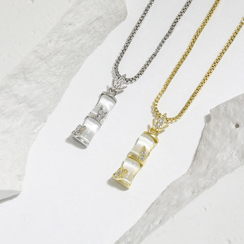 Chalcedony Bamboo Harmony Spiritual Necklace 47cm Pendant