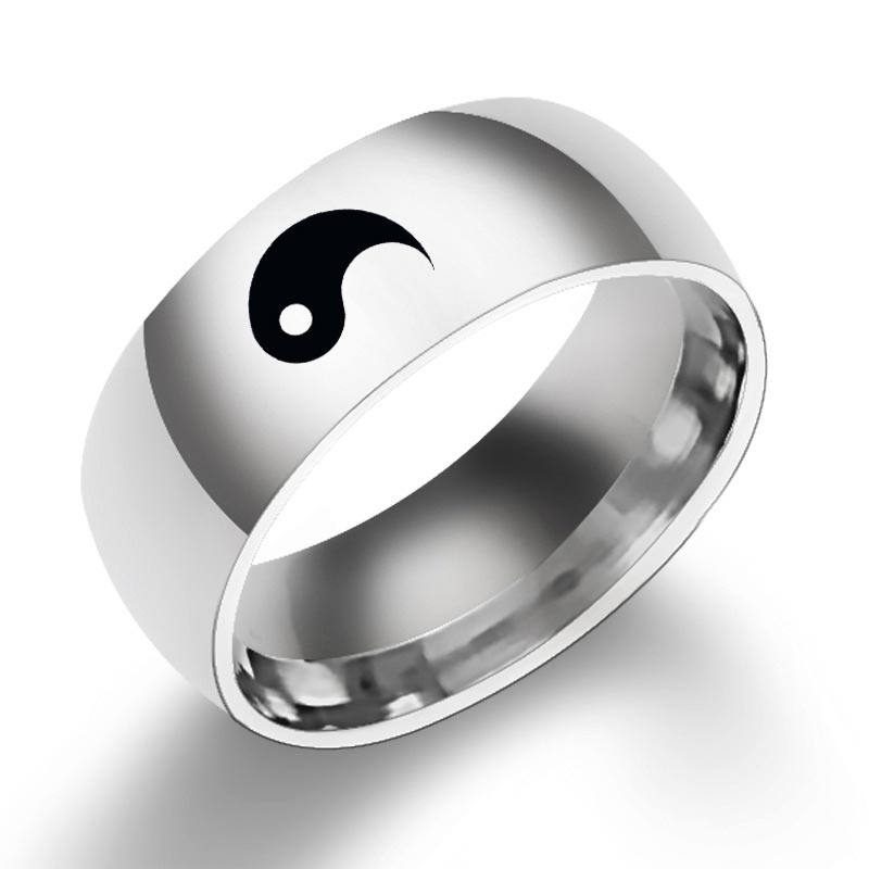 8mm Titanium Steel Yin Yang Balance Ring for Couples