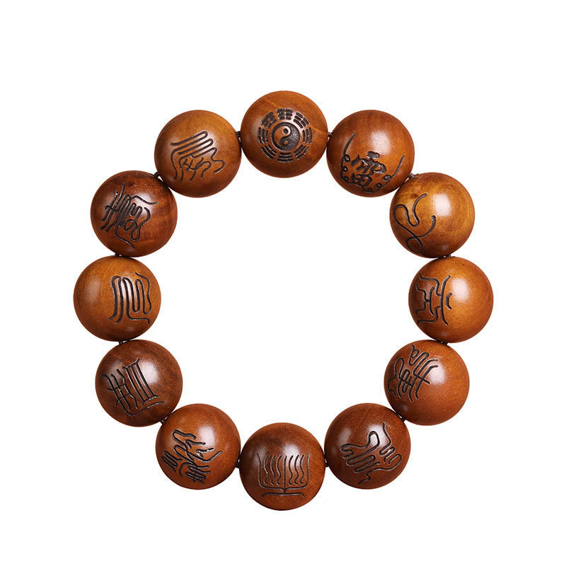 Lightning Struck Jujube Wood Yin Yang Bracelet for Protection