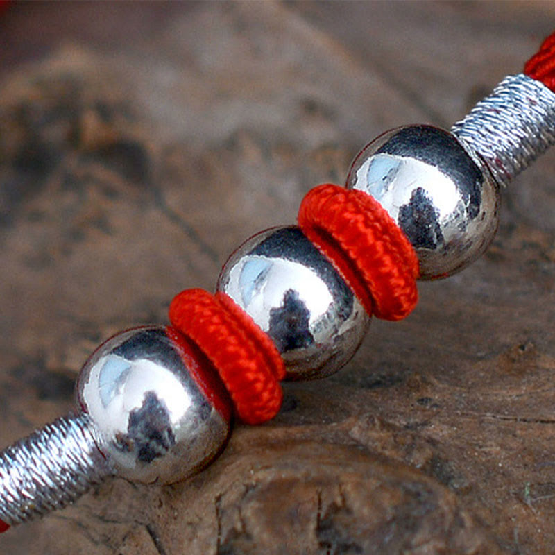 925 Sterling Silver Red String Bracelet for Protection & Luck