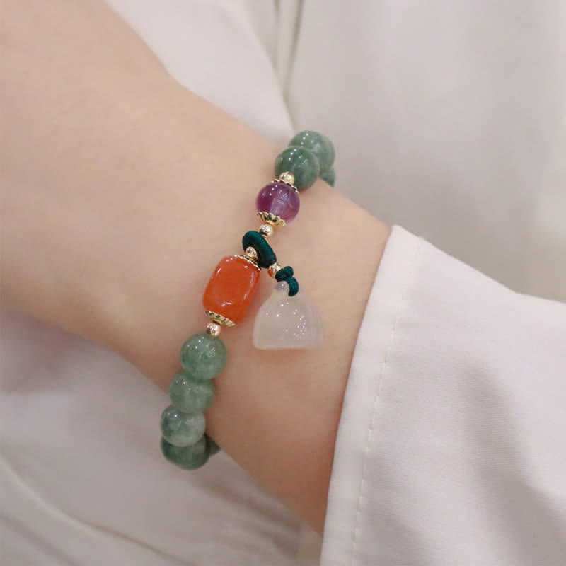 Healing Jade Bracelet with Cyan Jade & Amethyst for Harmony