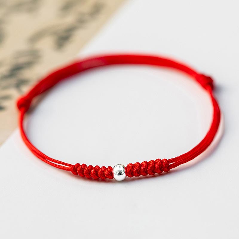 925 Sterling Silver Red String Protection Bracelet Unisex