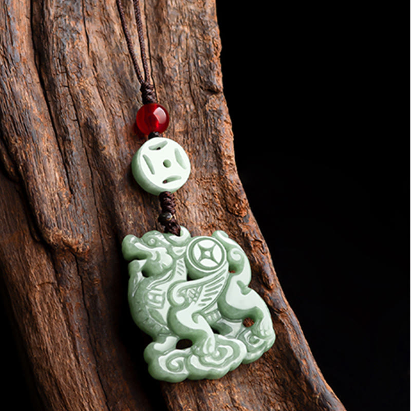 Natural Jade Kirin Prosperity Hanging Decoration for Phone