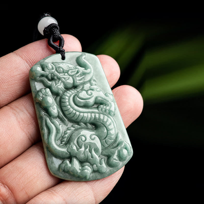 Jade Dragon Necklace for Success & Protection Pendant