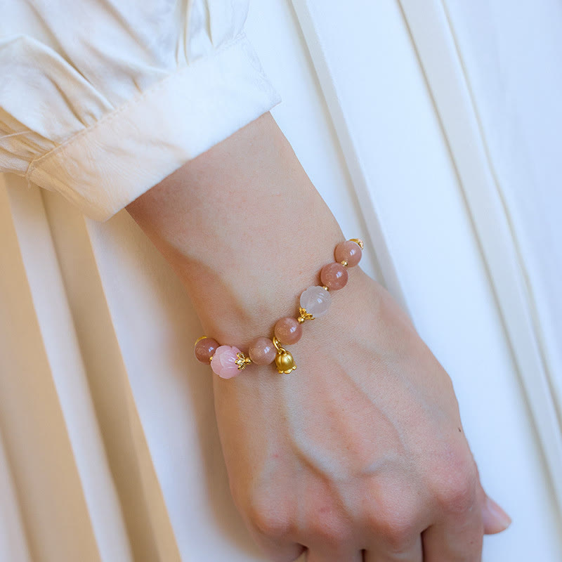 Sun Stone & Golden Silk Jade Positive Charm Bracelet