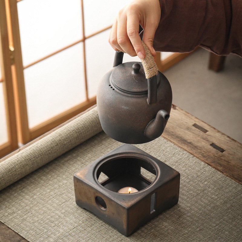 700ml Retro Brown Ceramic Gongfu Teapot with Base