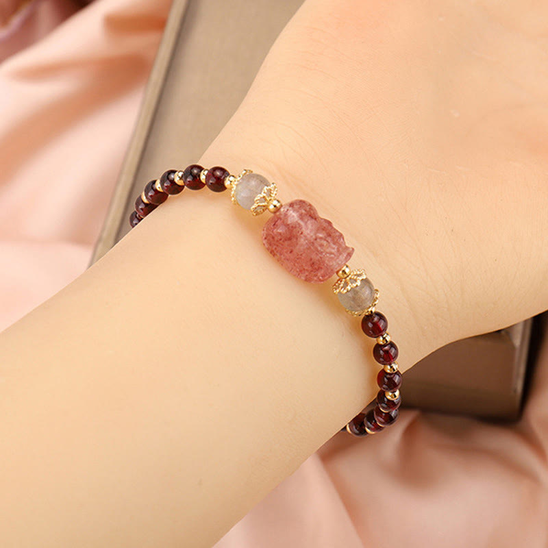 Tourmaline Garnet Pixiu 14-15cm Protection Bracelet